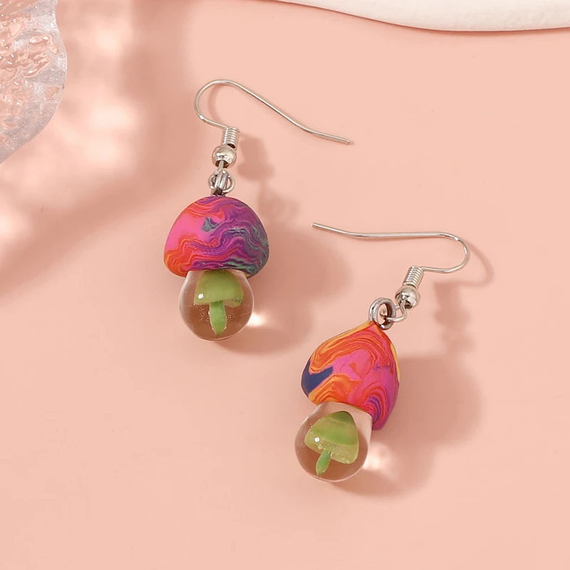 Top Trends: Creative Mushroom Earring Unique Resin Clay Mushroom Shape Earrings Vintage Statement Earrings 2023 Trend Boho Jewelry Wholesale Shoppable Styles