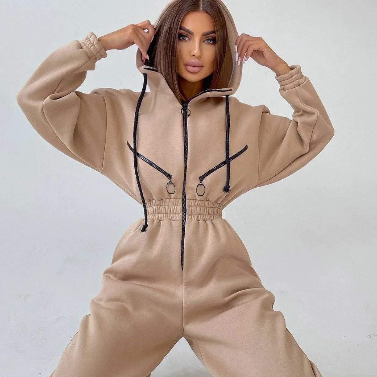 Top Trends: 2023 Female Hoodies Jumpsuits One Piece Outfit Warm Fleece Sport Jumpsuit Women Sportswear Playsuit Long Sleeve Zipper Overalls Shoppable Styles