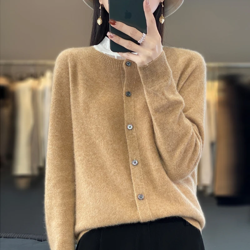 Top Trends: Long-sleeved Women's Sweater Cashmere Knitted 100% Pure Merino Wool O-neck Cardigan Sweater Coat In Autumn And Winter. Shoppable Styles - Image 6