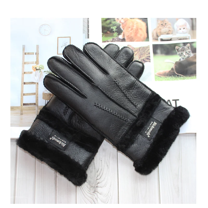 Top Trends: New Men&#039;s Sheepskin Fur Gloves Thickened Wool Lining Warm And Cold Resistant Winter Gloves Leather Shoppable Styles