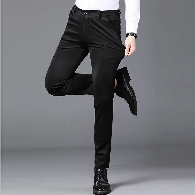 Top Trends: Fashion Men Slim Business Office Suit Pants Streetwear Spring Autumn New Korean Male Clothing Solid Casual Straight Trousers 40 Shoppable Styles