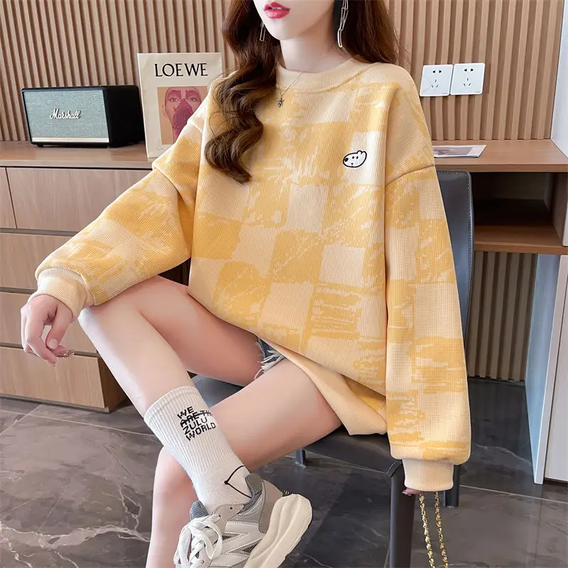 Top Trends: Fashion Printed Spliced Cartoon Embroidery Sweatshirts Female Clothing 2023 Winter Loose All-match Pullovers Casual Sweatshirts Shoppable Styles