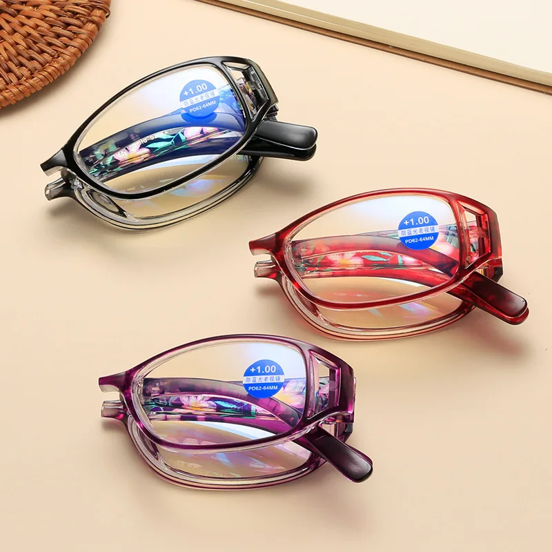 Top Trends: New Trend Folding Reading Glasses Unisex Portable Eyeglasses With Case Blue Light Blocking Eye Protection Hyperopia Eyewear Shoppable Styles