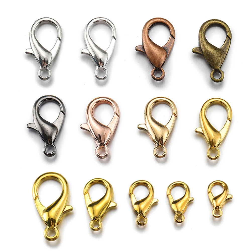 Top Trends: 100pcs 10-18mm Carabiner Clasps For Jewelry Making Components DIY Lobster Clasp Bracelet Necklace Hooks Chain Closure Keychain Shoppable Styles