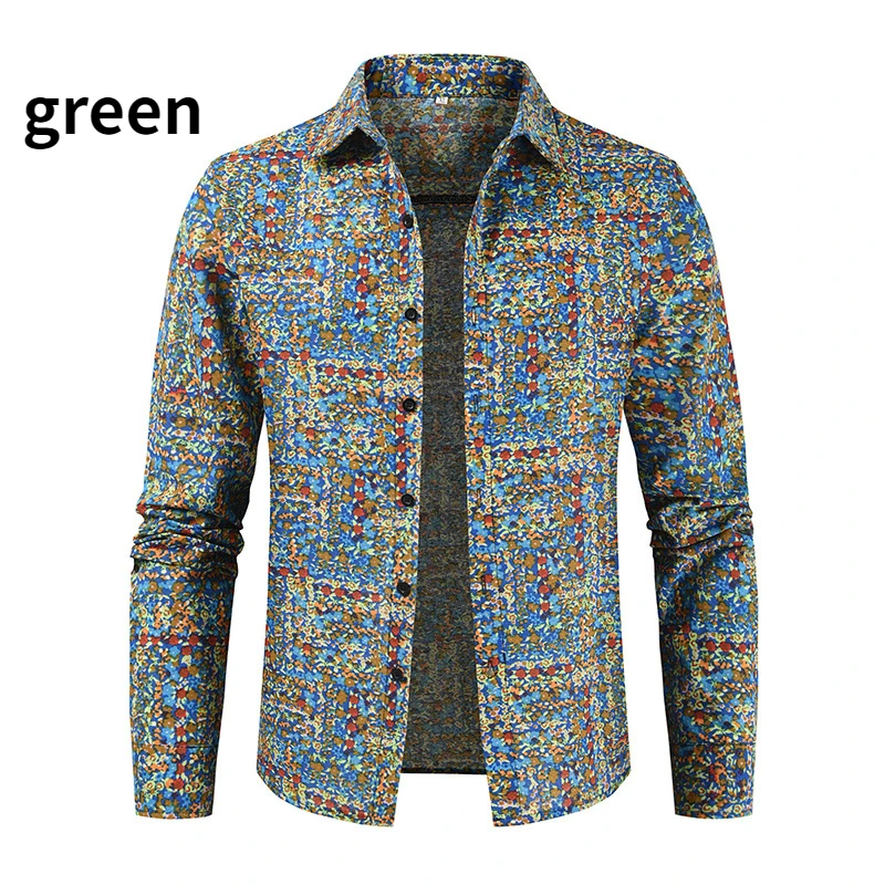 Top Trends: Spring New Men's Blouse Loose Collar Flowery Shirt Men's Cotton Linen Pattern Shirt Men's Large Size Long-sleeved Floral Shirt Shoppable Styles - Image 4