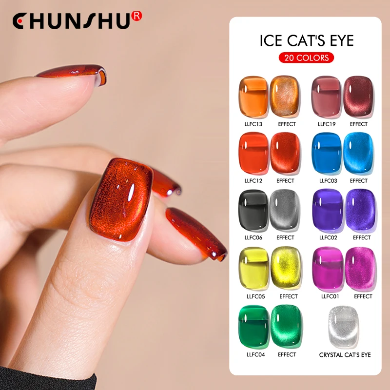 Top Trends: CHUNSHU Crystal Cat Eye Magnetic Gel Nail Polish With Soak Off Glass Top Coat UV Gel For Nail Art Manicure Transparent 20 Colors Shoppable Styles