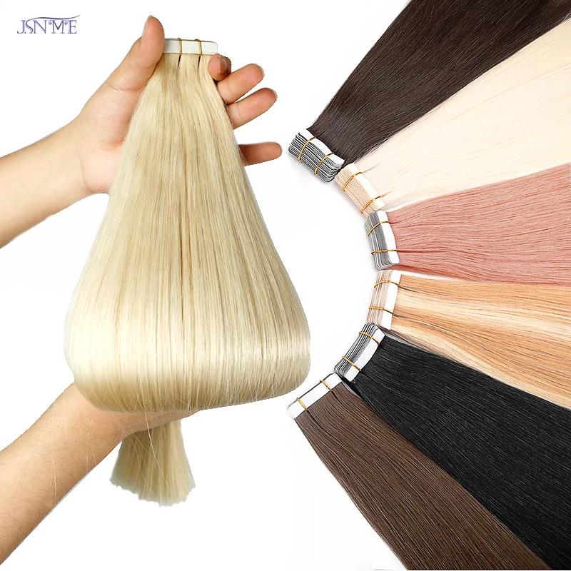 Top Trends: JSNME Tape In Human Hair Extensions Double Side Invisible Seamless Tape In Hair Natural Straight Black Brown Blonde For Salon Shoppable Styles