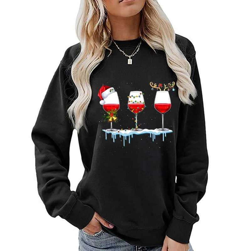 Top Trends: (A+ Quality)New Women's Hoodless Sweatshirts Christmas Pattern Print Round Neck Sweater Fashion Graphic Cool Soft Ladies Pullover Shoppable Styles