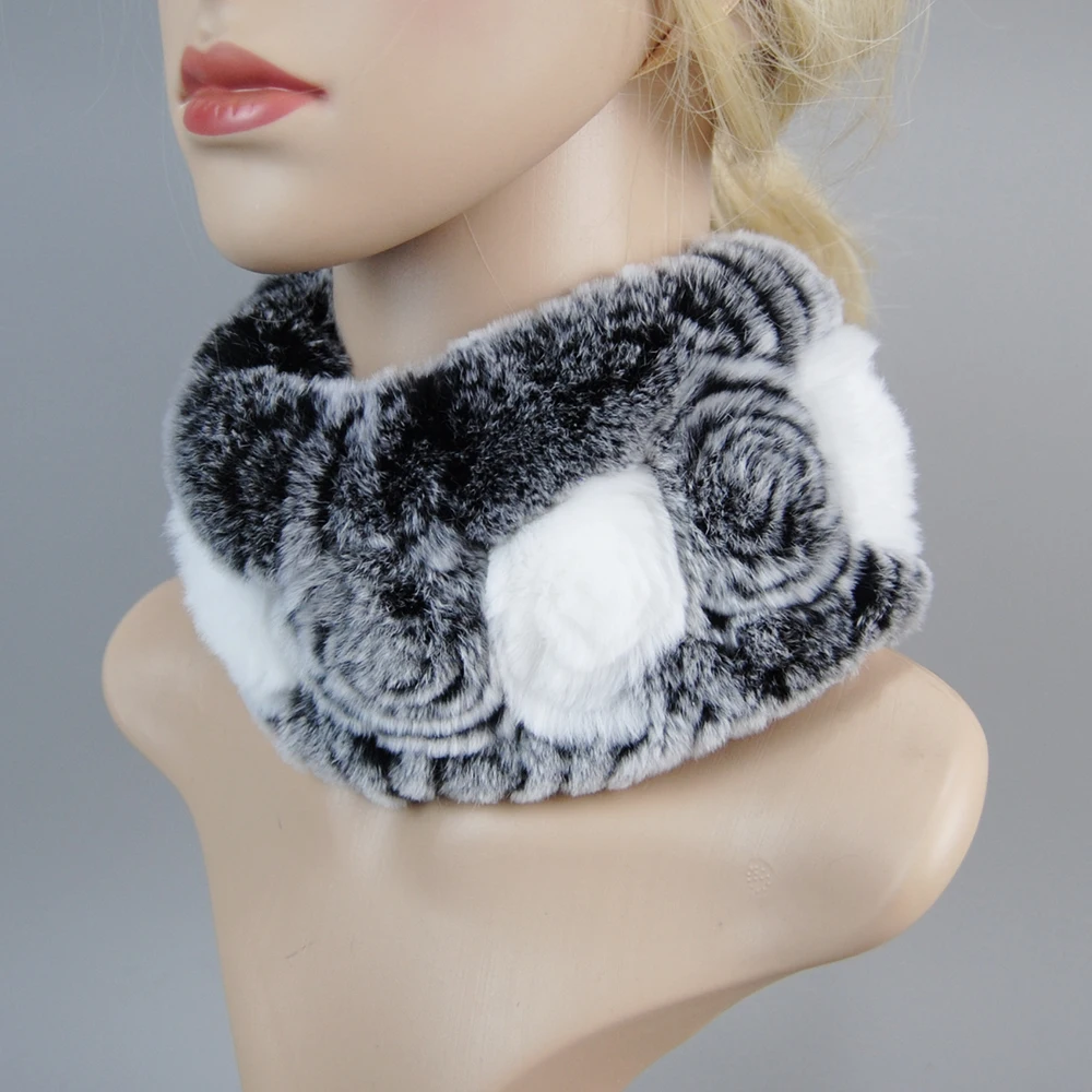 Top Trends: New Design Winter Women Real Fur Handmade Stretch Fur Scarf Knit Genuine Rex Rabbit Fur Headbands Girls Natural Fur Ring Scarves Shoppable Styles - Image 3