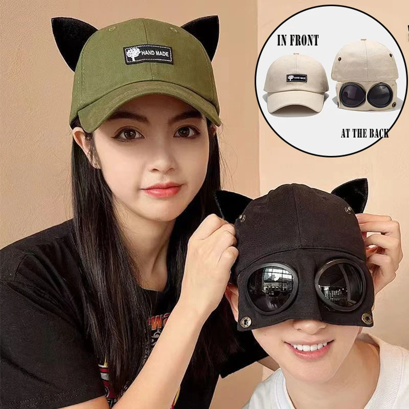 Top Trends: Cute Cat Ear Pilot Glasses Duck Tongue Hat Baseball Men And Women Street Hip Hop Fashion Funny Both Wear Sun Protection Cap H06 Shoppable Styles