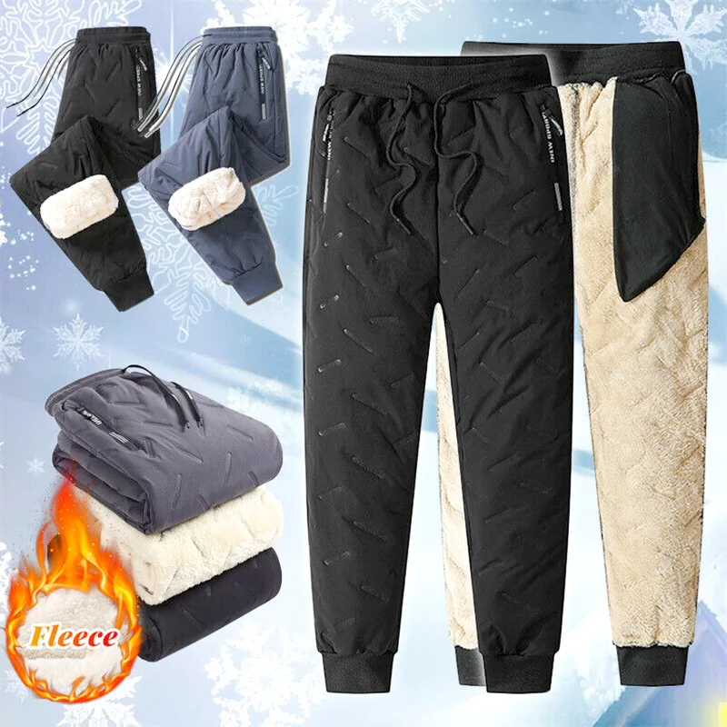 Top Trends: Winter Men Casual Fleece Warm Pants Lambswool Sweatpants Thicken Joggers Pants Water Proof Male Thermal Drawstring Trousers Shoppable Styles