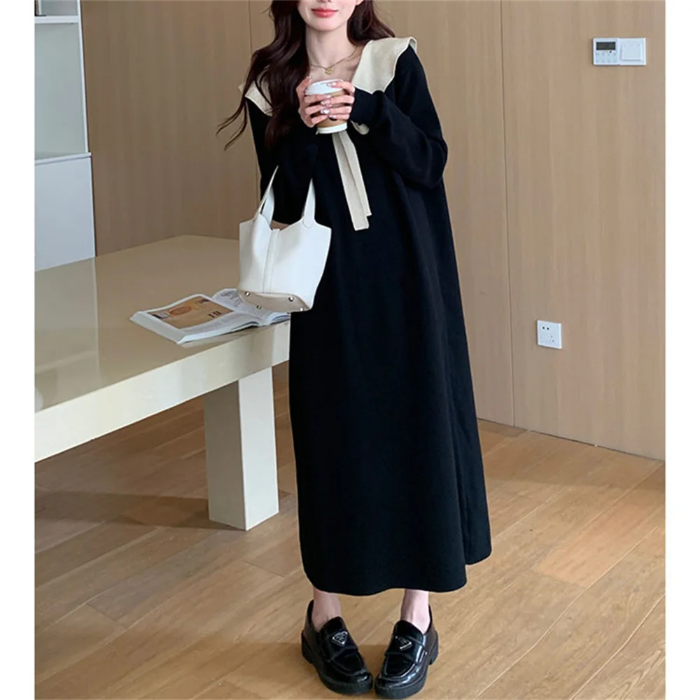 Top Trends: Maternity Dress 2023 Fall Winter Women's Pregnancy Clothes Sweaters Skirts Warm Soft With Ruffle Collar Sleeve Knit Long Dress Shoppable Styles - Image 4