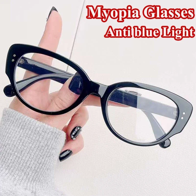 Top Trends: Luxury Finished Myopia Glasses For Ladies Unisex Vintage Cat Eye Blue Light Blocking Eyewear Prescription Near Sight Eyeglasses Shoppable Styles