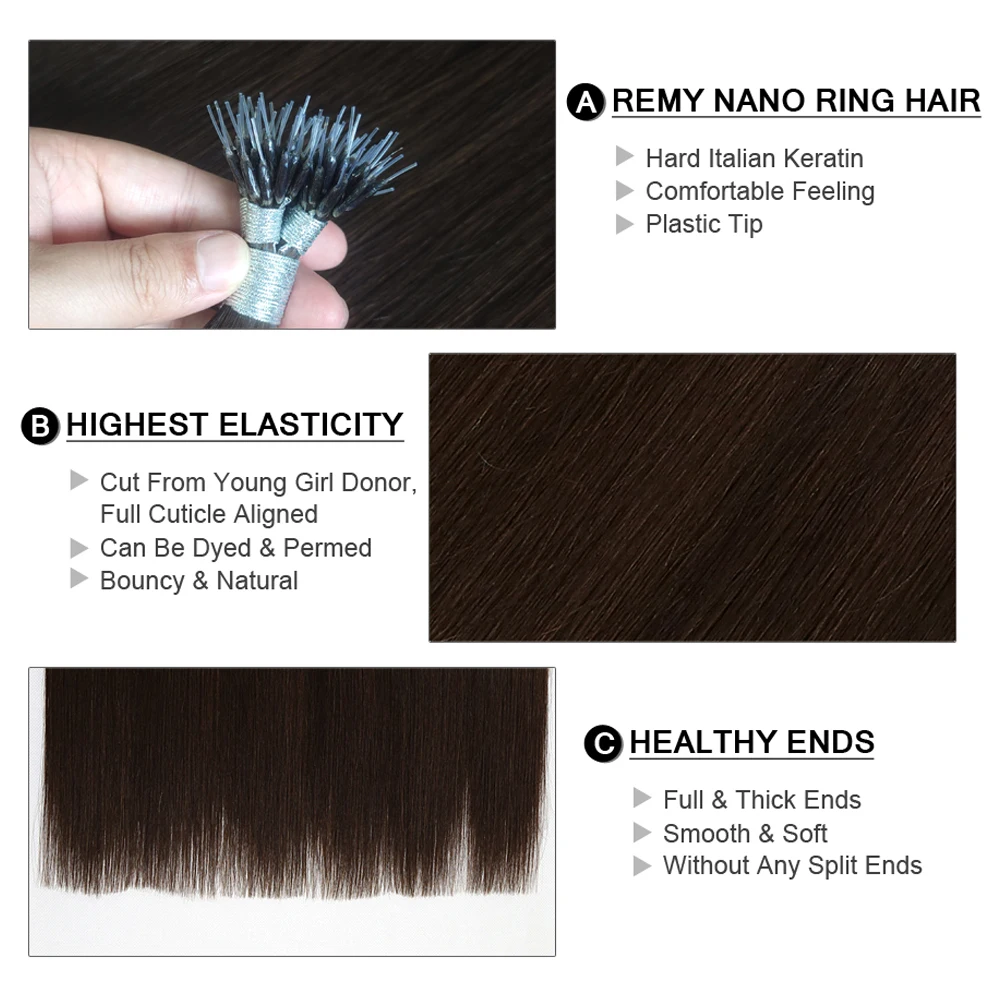 Top Trends: Fairy Remy Hair Nano Beads Silicon Plastic Tip Real Remy Natural European Human Micro Link Hair Extensions Highlight 16 - 22Inch Shoppable Styles - Image 4