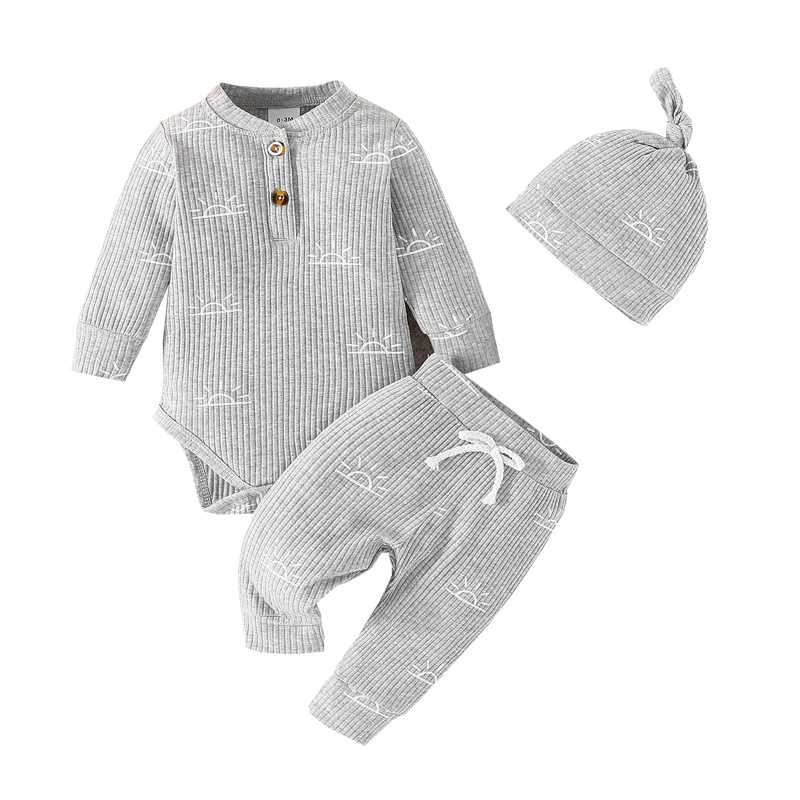 Top Trends: 0-18 Months Newborn Boys Girls Clothes Set Infant For Toddler Baby Long Sleeve Bodysuit + Pants + Hat Cotton Clothing Suit Shoppable Styles