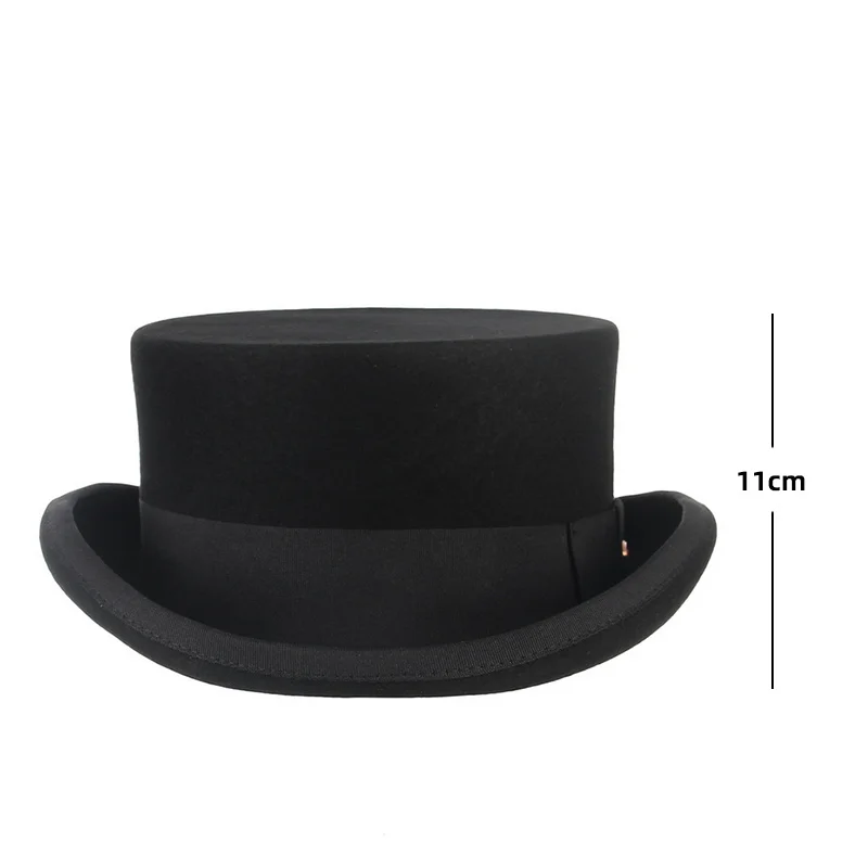 Top Trends: Men Top Hat Wool Bowler Hat Derby Hat Autumn Winter Vintage British Style Jazz Cap Presidential Hat 11 Cm High Magician Hat Shoppable Styles - Image 5