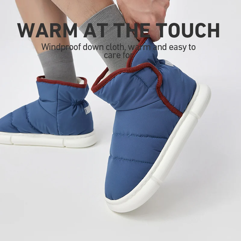 Top Trends: UTUNE Winter Warm Boots Down High Top Plush Furry Cotton Home Shoes Indoor Outdoor Non-slip Soft Sole Women Men Couple Shoes Shoppable Styles