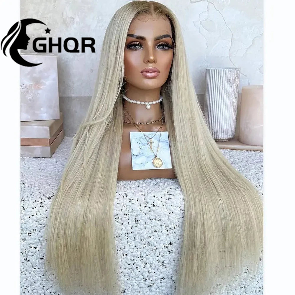 Top Trends: Platinum Blonde Straight Lace Front Full Lace Wig Brown Roots HD Transparent Lace Forntal Wig Brazilian Virgin Human Hair Wigs Shoppable Styles