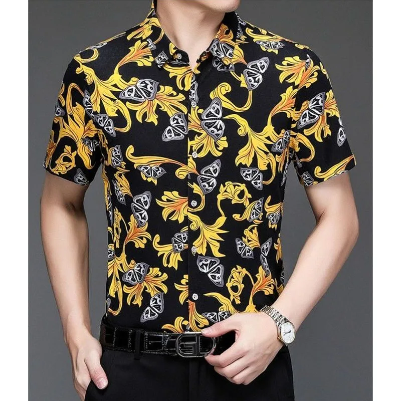 Top Trends: Fashionable Short Sleeve Men Polo-Neck Shirt Summer Casual Male Clothes Vintage Printing Trend Single-breasted Pockets Shirt Shoppable Styles