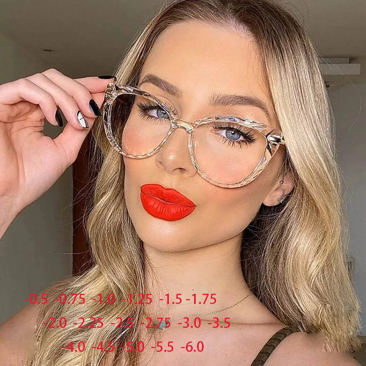 Top Trends: TR90 Metal Irregular Rhombus Frame Women&#039;s Nearsighted Glasses Anti-glare Spring Hinges Myopia Glasses -0.5 -1.0 -2.0 To -6.0 Shoppable Styles