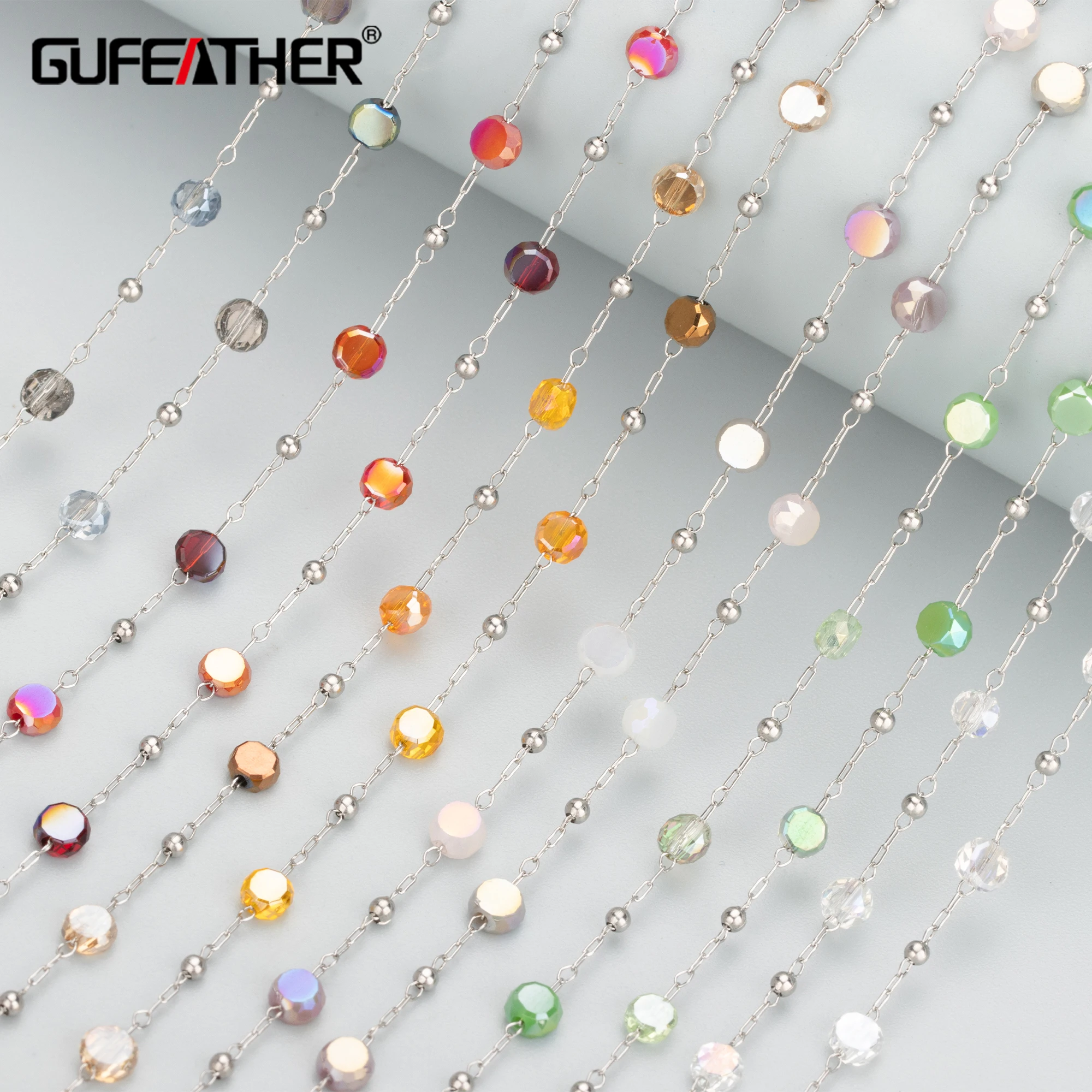 Top Trends: GUFEATHER C300, diy Chain, stainless Steel, glass, jewelry Findings, hand Made, diy Bracelet Necklace, jewelry Making Supplies, 1m / lot Shoppable Styles