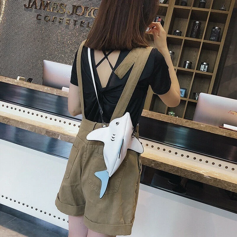 Top Trends: Cute Cartoon Shark Shape Ladies Shoulder Bag PU Leather Mobile Phone Messenger Chain Shoppable Styles - Image 4