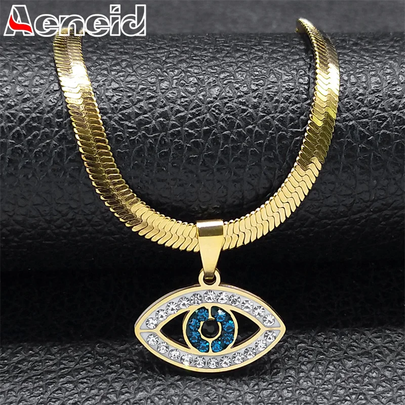 Top Trends: Vintage Crystal Evil Demon Eye Choker Necklaces For Women Stainless Steel Gold Plated Necklaces Jewelry Collares Mujeres N8239 Shoppable Styles