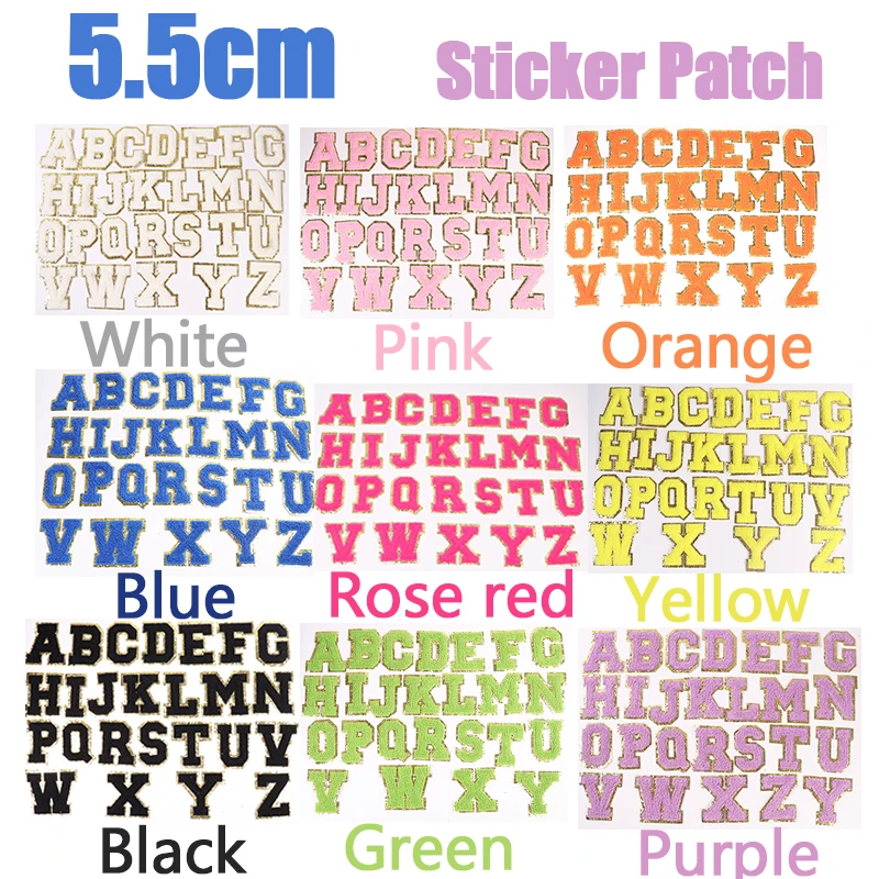 Top Trends: 5.5cm A-Z Color English Letters Patches For Clothing Bag Glitter Letter Patches Stick On Alphabet Letters Embroidery Applique Shoppable Styles