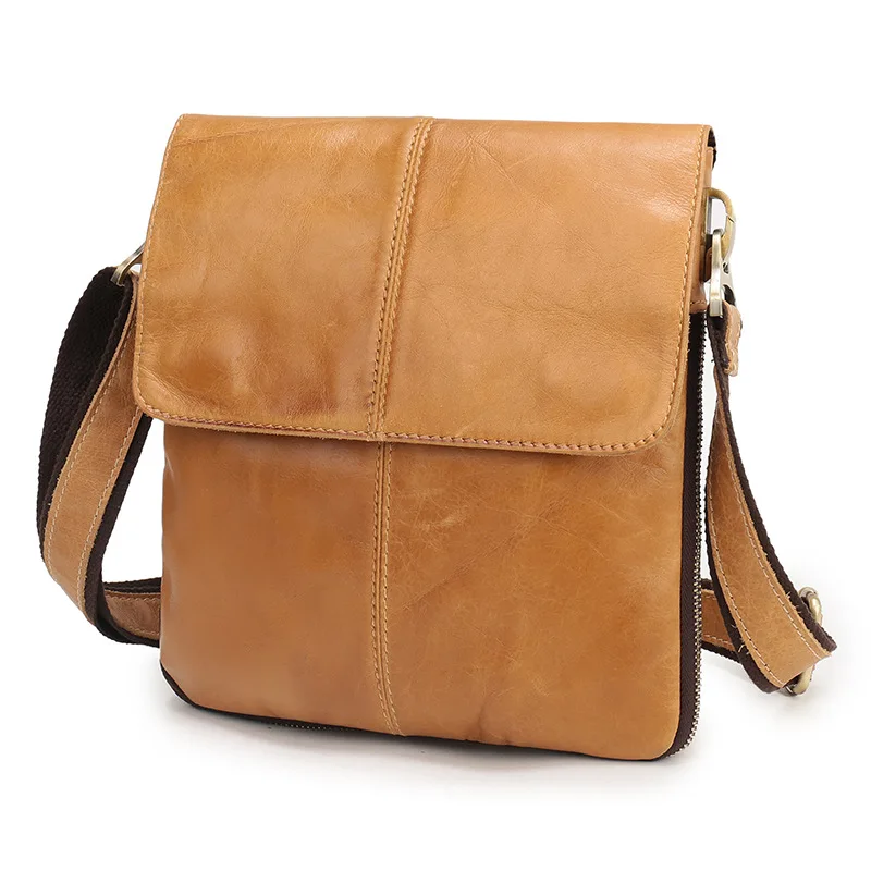 Top Trends: 2023 New Genuine Leather Men&#039;s Bag Retro Cowhide Men&#039;s Crossbody Bag Vertical Solid Color Flap Man&#039;s Small Casual Shoulder Bag Shoppable Styles