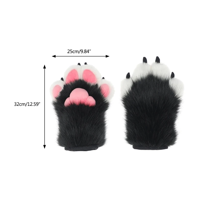 Top Trends: Wolf Paw Gloves Faux Fur Mittens Winter Warm Animal Bear Cosplays Halloween Party Costume Accessories For Adults Shoppable Styles - Image 6