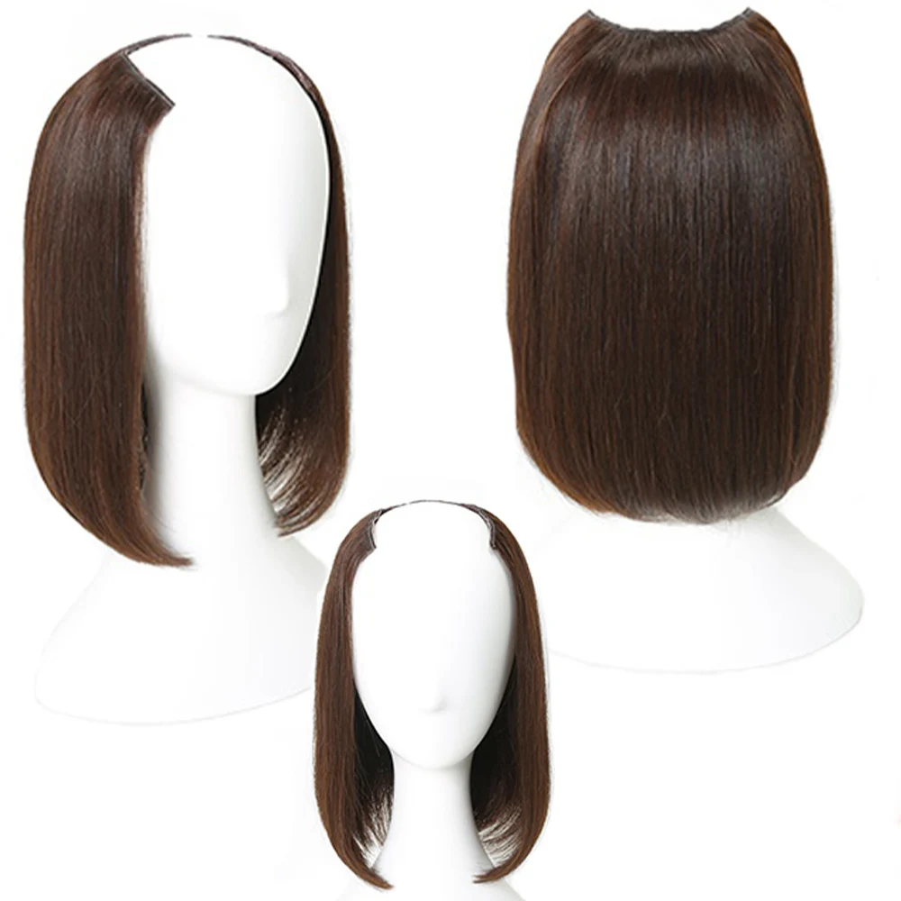 Top Trends: Synthetic Hair Extensions One-pieces Clip Wig Invisible U-type Short Straight Extension Women Hairpieces Half Wig Female Shoppable Styles