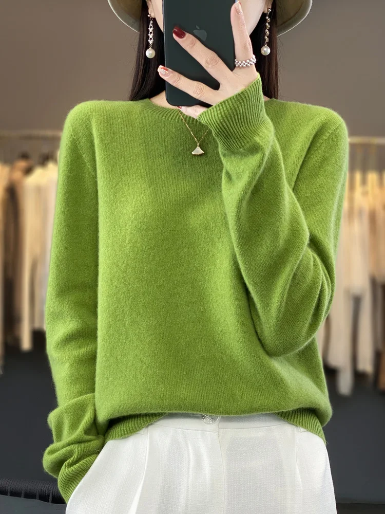 Top Trends: Fashion Basic 100% Merino Wool Sweater Women Pullovers Autumn Winter O-neck Solid Color Cashmere Knitted Female Clothes Tops Shoppable Styles