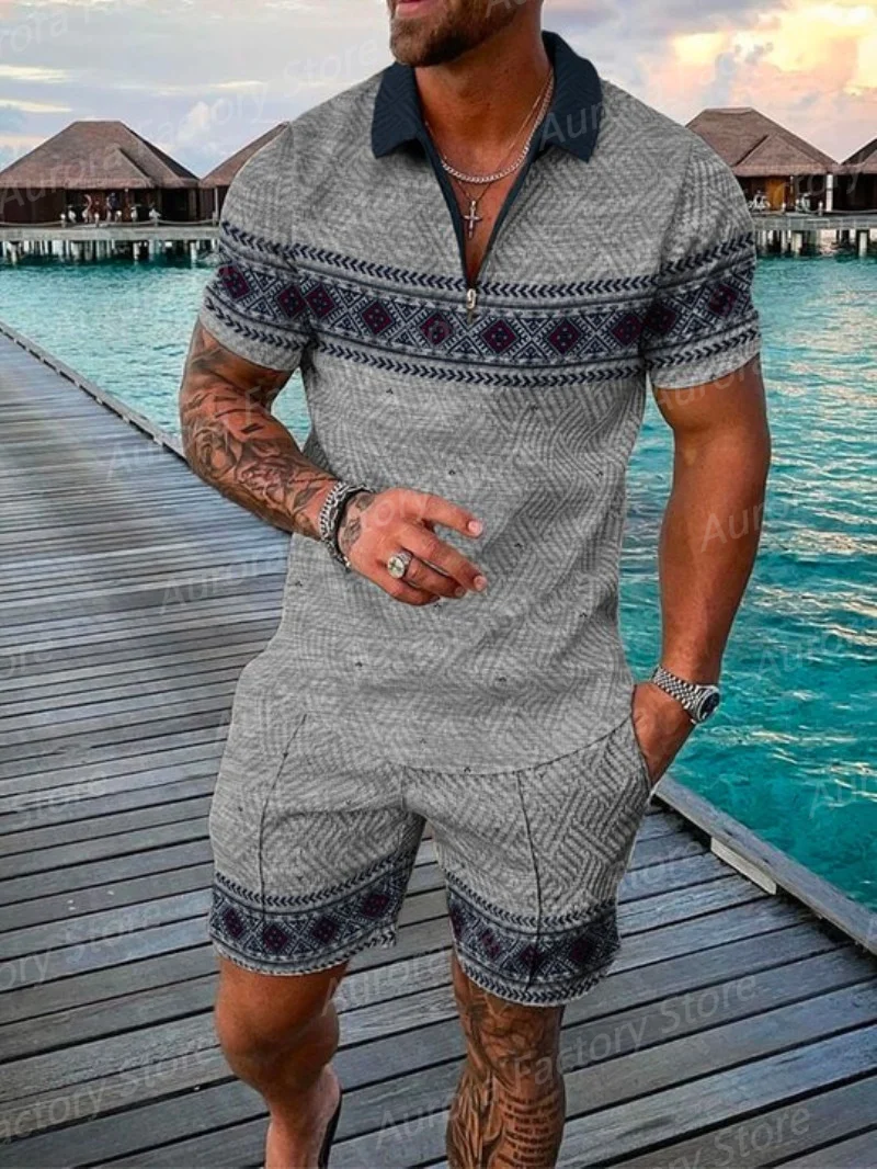 Top Trends: Summer Simple Retro Style Short Sleeved Polo Shirt Beach Shorts 2 Piece Sets Tracksuit Men&#039;s 3D Printed Casual Sports Suit Shoppable Styles