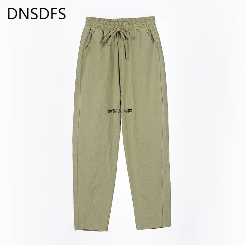 Top Trends: Women's Pants Summer Autumn Cotton Trousers Casual Harem Pants Solid Loose Ankle Length Pants Korean Ladies Elastic Pocket Pant Shoppable Styles