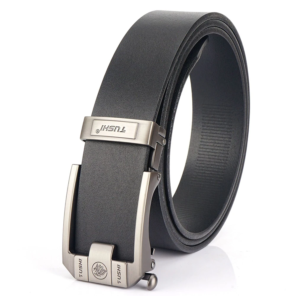 Top Trends: TUSHI Men Leather Belt Metal Automatic Buckle Brand High Quality Luxury Belts For Men Famous Work Business Black Cowskin Strap Shoppable Styles - Image 4