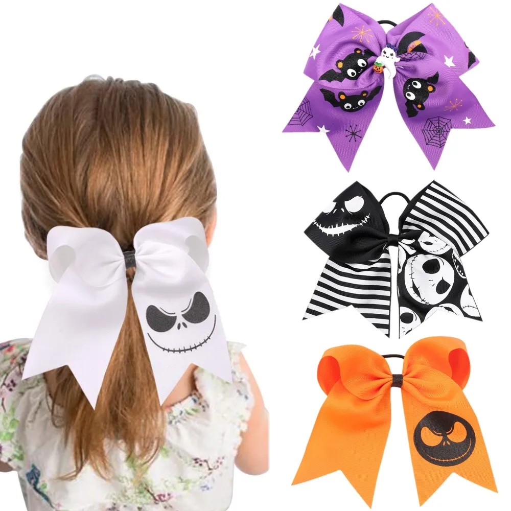 Top Trends: Halloween Elastic Hair Bands Ribbon Bow Hair Ties For Baby Girls Hair Rope Kids Spider Ghost Ponytail Holder Hair Accessories Shoppable Styles