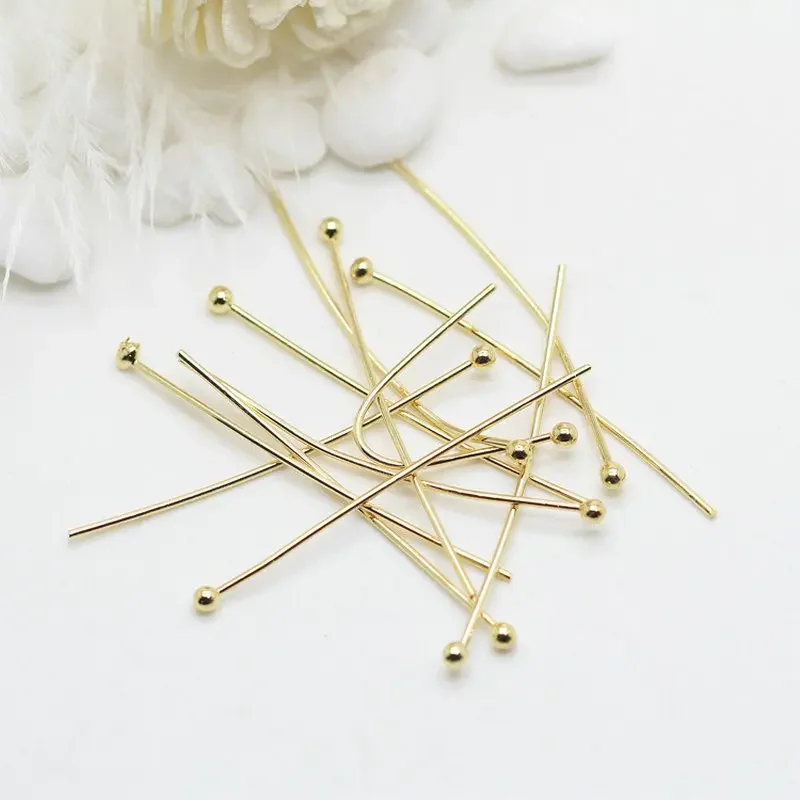 Top Trends: Wholesale 14k Gold Color Brass Metal Ball Head Pin For Jewelry Making Beading Pins Findings Supplies DIY Make Jewelry Shoppable Styles