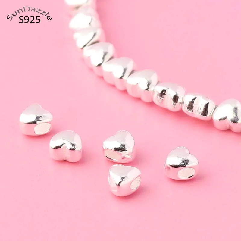 Top Trends: Genuine Real Pure Solid 925 Sterling Silver Heart Spacer Beads Loose Bead Small Hearts DIY Jewelry Making Findings Shoppable Styles