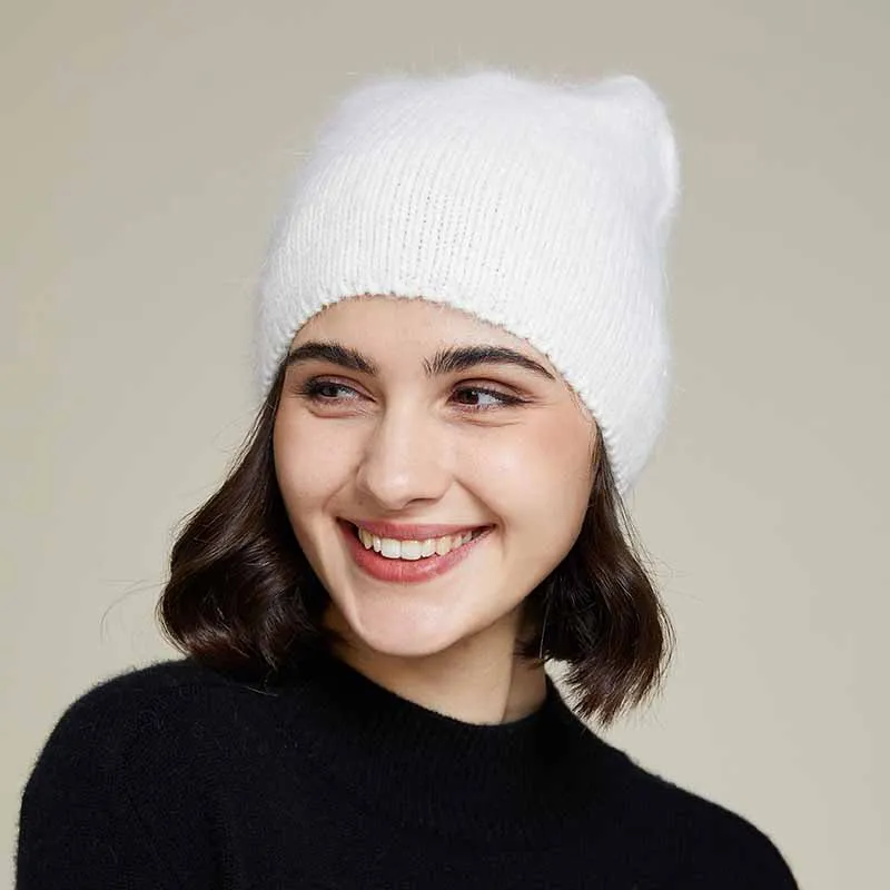 Top Trends: VISROVER 10 Colors Solid Color Rabbit Fur Winter Hat for Woman Long Hair Warm Cap Simple High Quality Soft Winter Beanies Shoppable Styles - Image 4