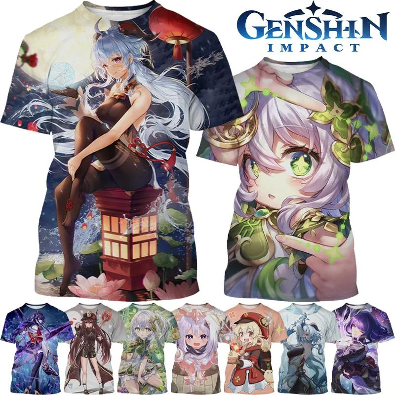 Top Trends: Summer New Genshin Impact 3D Printed T-shirt Unisex Personality Cartoon Printed T-shirt Top Fashion Creative Game Short-sleeved Shoppable Styles