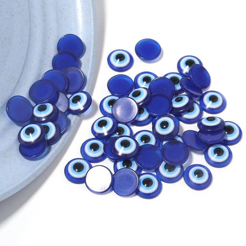 Top Trends: 20-50Pcs / Lot Blue Evil Eye Resin Cabochon 6-20mm Loose Beads Flat Back Spacer For DIY Ring Necklace Jewelry Accessories Shoppable Styles