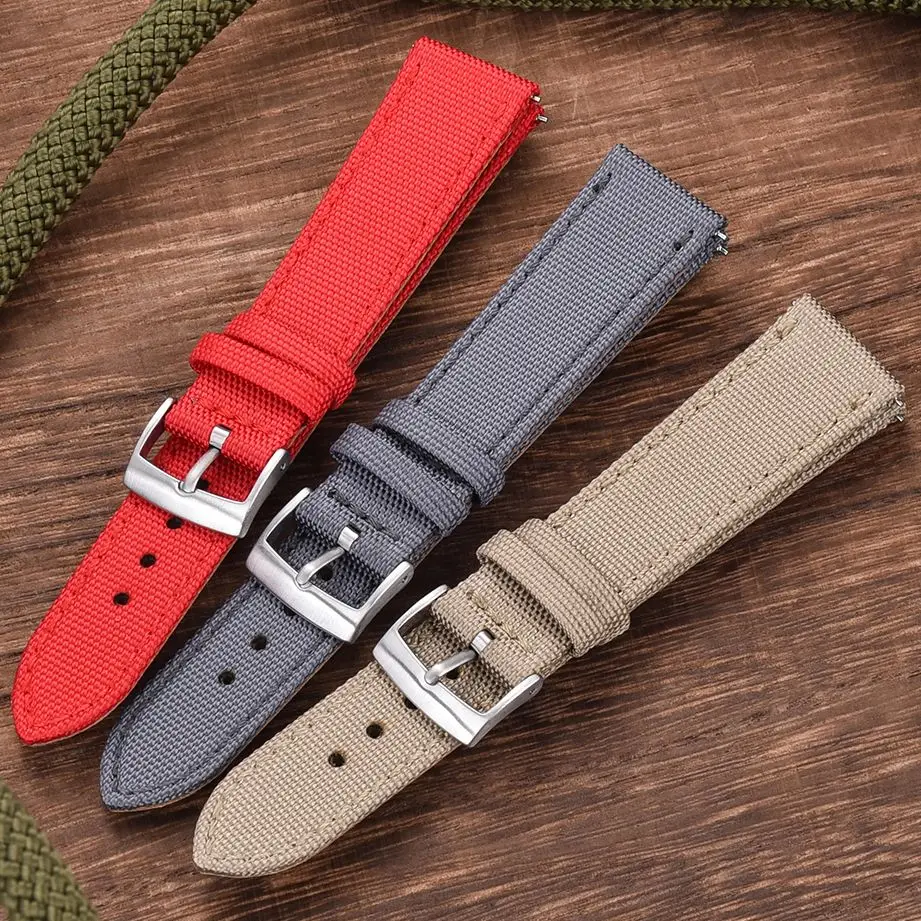 Top Trends: Waterproof Sailcloth Watch Band+ Genuine Leather Watch Strap 18mm 20mm 22mm Quick Release Strap Nylon Wrist Strap Sports Bracelet Shoppable Styles