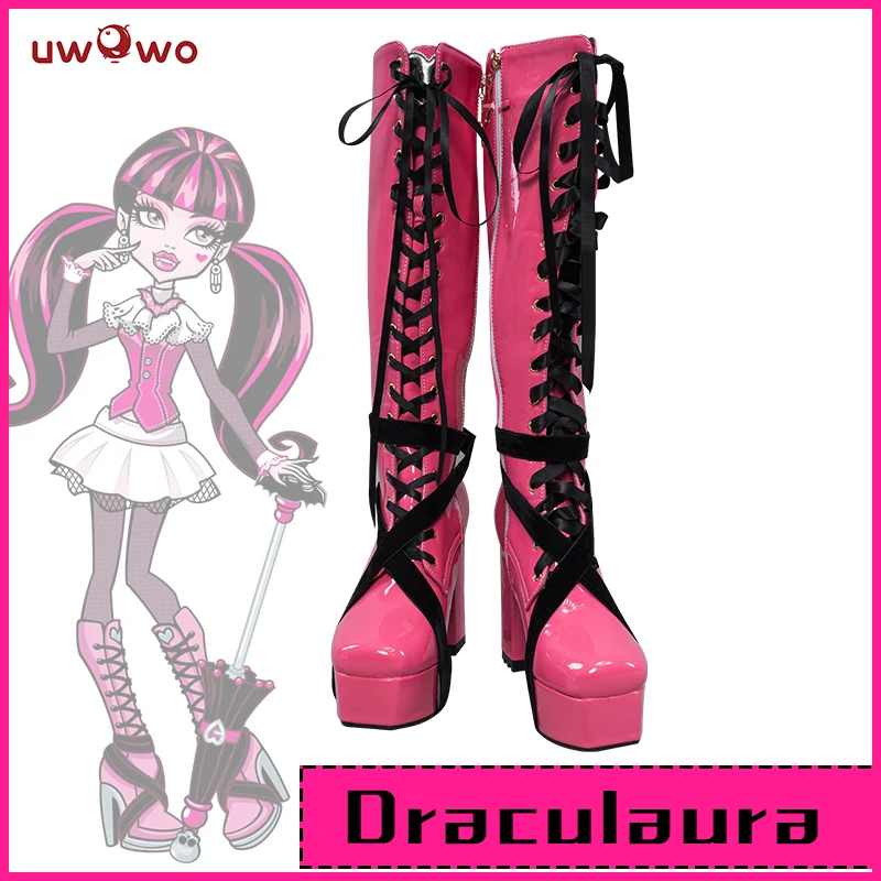 Top Trends: In Stock UWOWO Monster High Draculaura Cosplay Shoes New Anime Boots Monster High-heels Size 35-43 Shoes Aksesori Dibuat Sesuai Shoppable Styles