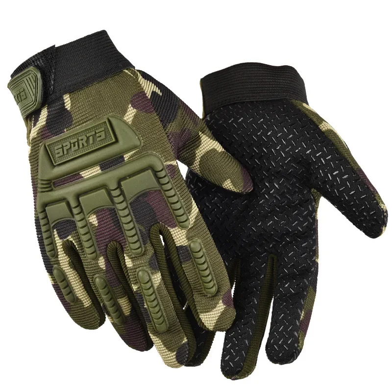 Top Trends: 1 Pair Full Finger Tactical Gloves Kids Anti-slip Hard Protect Gear Riding Gloves Camouflage Army Combat Glove Garden Gloves Shoppable Styles