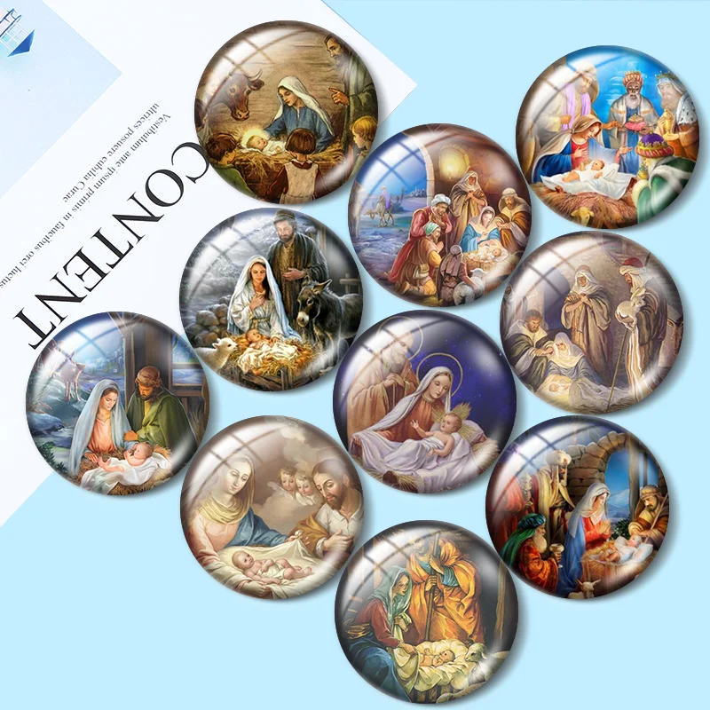 Top Trends: Nativity Of Jesus X-mas Image For Christmas 10pcs 12mm / 16mm / 18mm Round Photo Glass Cabochon Demo Flat Back Making Findings Shoppable Styles