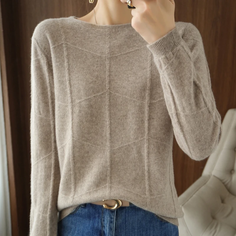 Top Trends: Autumn Winter New Women's European Version Long-Sleeve Knitted Pullover Cashmere Wool Plaid Pattern Sweater Casual Slim Bottom Shoppable Styles