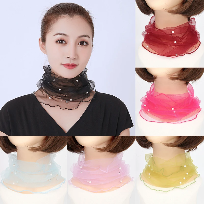 Top Trends: New Spring Summer Chiffon Neck Collar Scarf Women Head Thin Sunscreen Variety Small Silk Anti-UV Scarf Mask Multi-Function Scarf Shoppable Styles