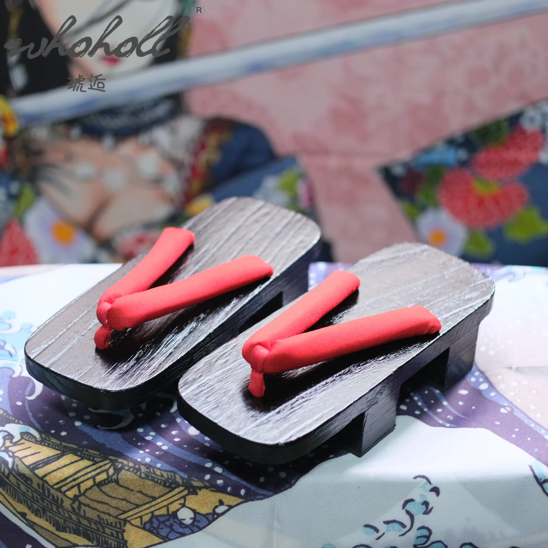 Top Trends: Black Paint Wooden Geta Flip Flops Man Women Slippers Japanese Anime Coplay Costumes Two-teeth Thick Platform Wood Clogs Shoes Shoppable Styles