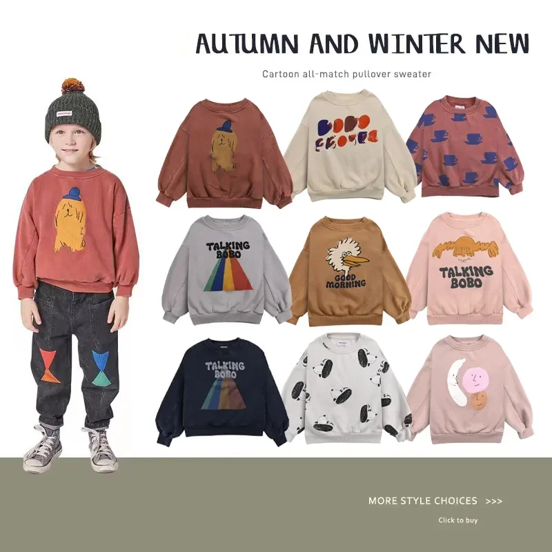 Top Trends: In Stock Children&#039;s BC Sweater Autumn And Winter Classic Boys And Girls&#039; Colorful Cartoon Pattern Plush Warm Hooded Clothes Shoppable Styles