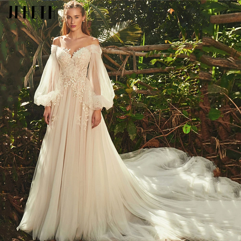 Top Trends: JEHETH Elegant Sweetheart Neck Puff Long Sleeves Wedding Dress For Women 2023 Backless Tulle Bridal Gown Classic Robe De Mariée Shoppable Styles